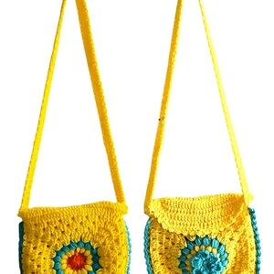 Handcrafted Yellow and Blue Crochet Bag